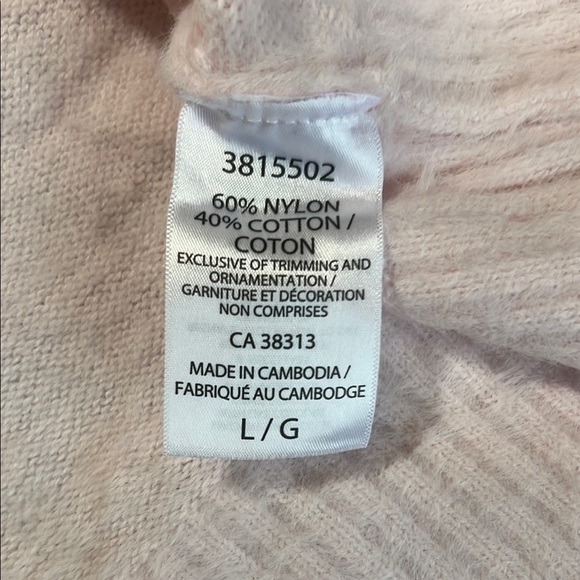 NWT Bleu Gray Soft Fuzzy Pink Striped Sweater sz L - Picture 8 of 9